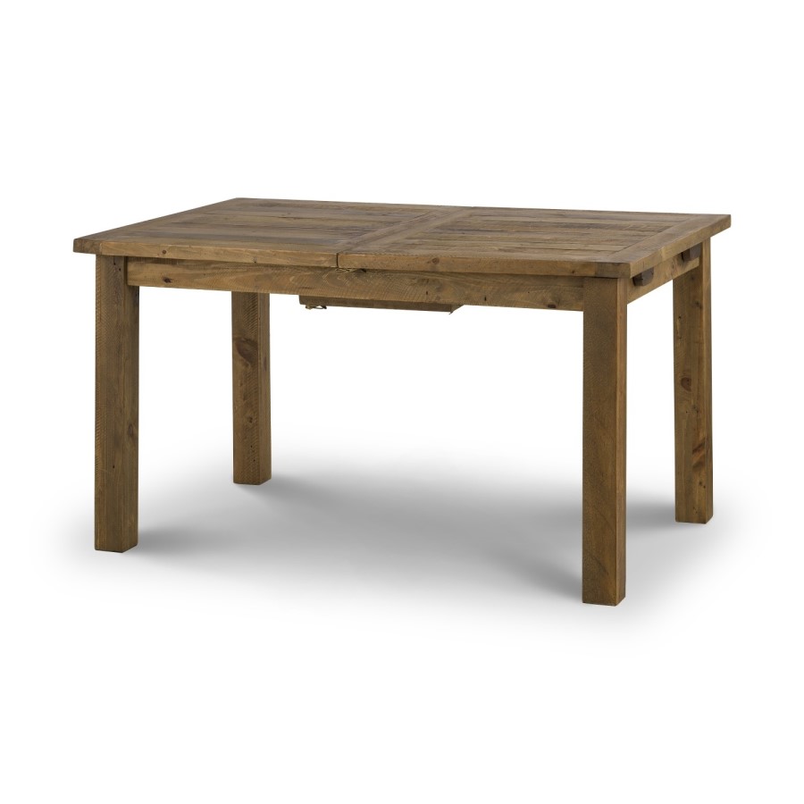 Julian Bowen Aspen Extendable Dining Table in Reclaimed Pine & 6 Brown Brooklyn Faux Leather Chairs