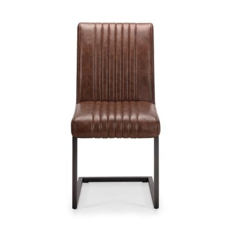 Julian Bowen Aspen Extendable Dining Table in Reclaimed Pine & 6 Brown Brooklyn Faux Leather Chairs