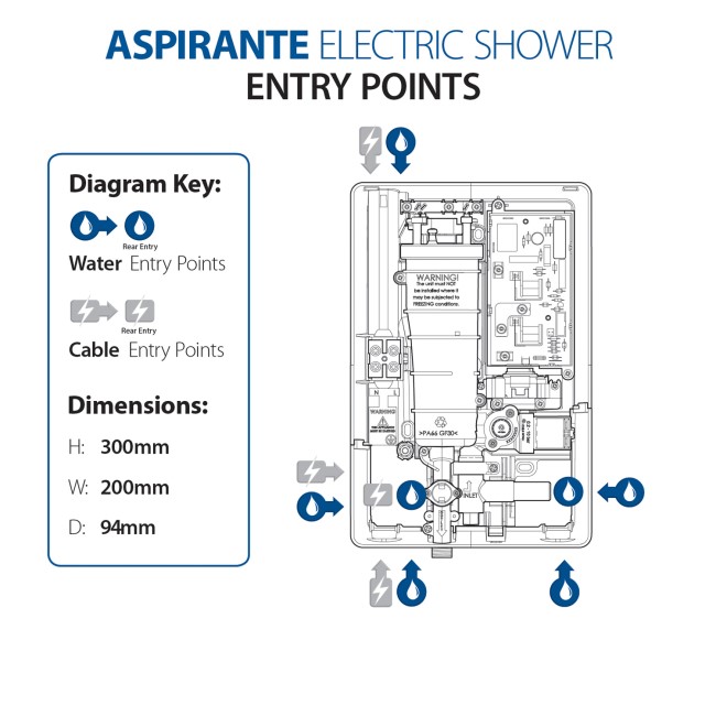 Triton Aspirante 8.5kW Matte Black Electric Shower