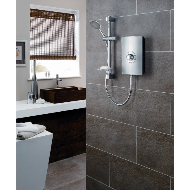 Triton Aspirante 9.5kW Brushed Steel Electric Shower