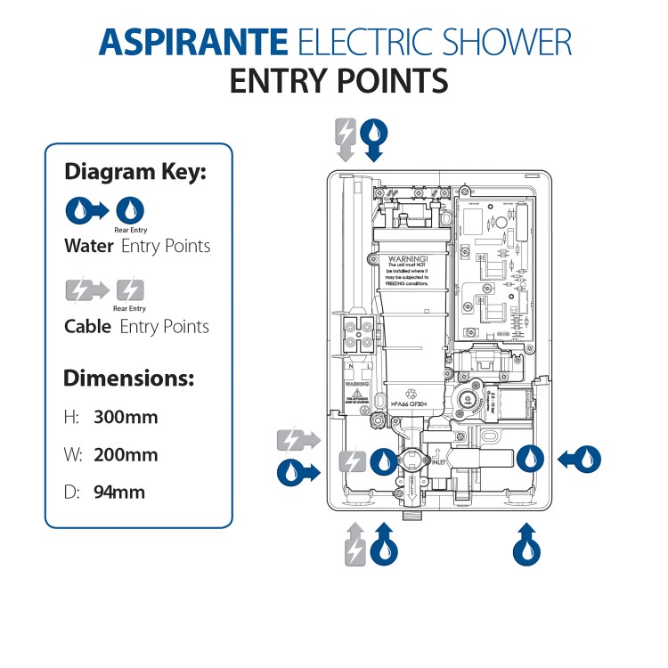 Triton Aspirante 9.5kW Brushed Steel Electric Shower