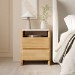 Solid Acacia 2 Drawer Bedside Table with Real Marble Top - Asher
