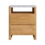 Solid Acacia 2 Drawer Bedside Table with Real Marble Top - Asher