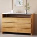 Solid Acacia Chest of 6 Drawers with Real Marble Top - Asher