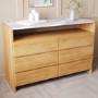 Solid Acacia Chest of 6 Drawers with Real Marble Top - Asher