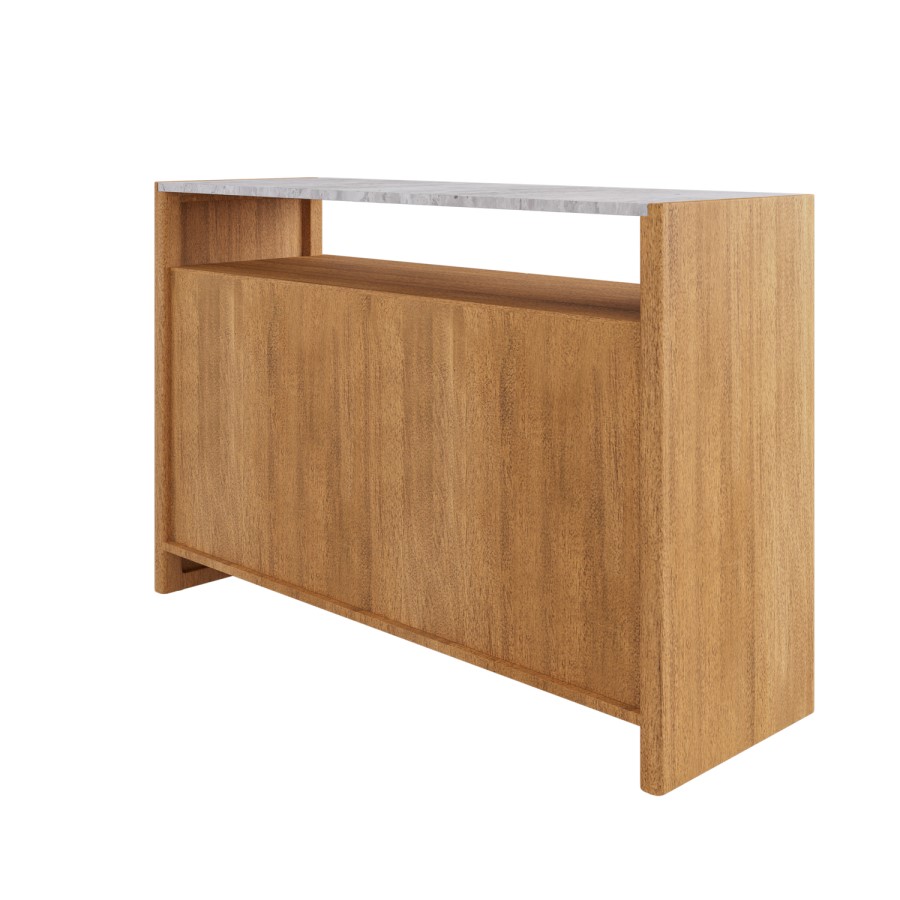 Solid Acacia Chest of 6 Drawers with Real Marble Top - Asher