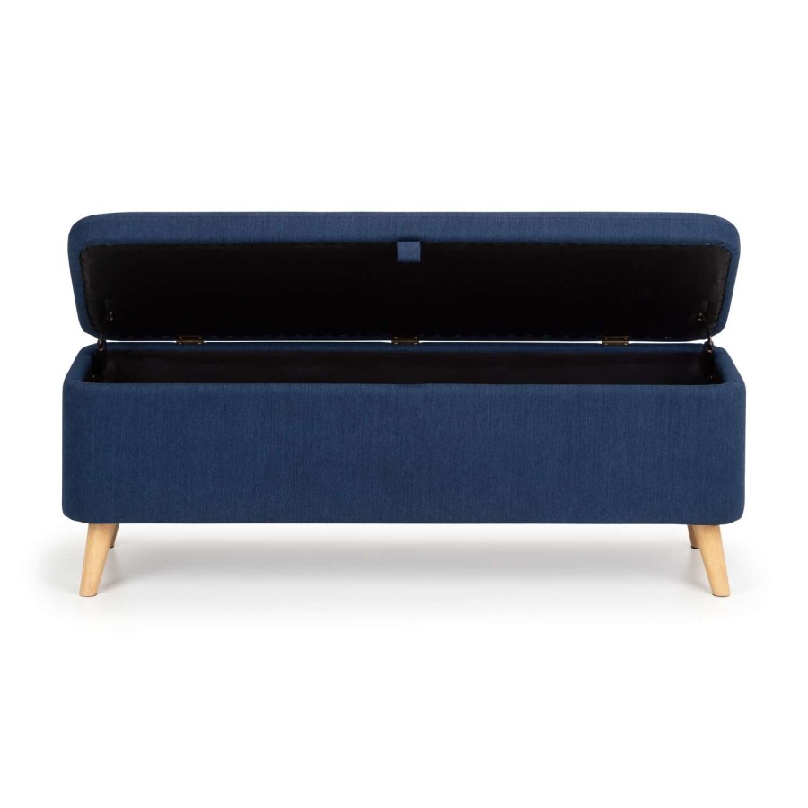 Blanket Box Seat in Navy Blue Fabric - Astrid - Julian Bowen