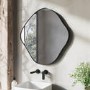 Pebble Black Backlit Heated Bathroom Mirror with Lights 760 x 800mm - Aster