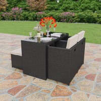 Astoria 5 Piece Garden Dining Set in Black Wicker Rattan