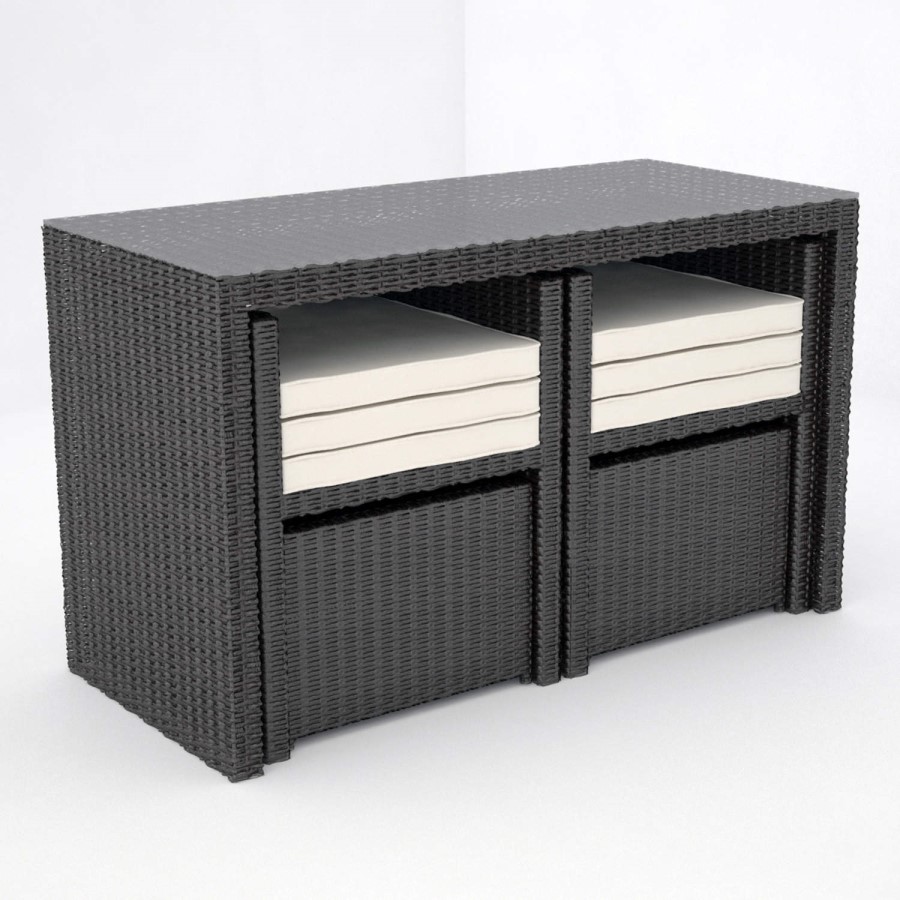 Astoria 5 Piece Garden Dining Set in Black Wicker Rattan