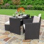 Astoria 5 Piece Garden Dining Set in Black Wicker Rattan