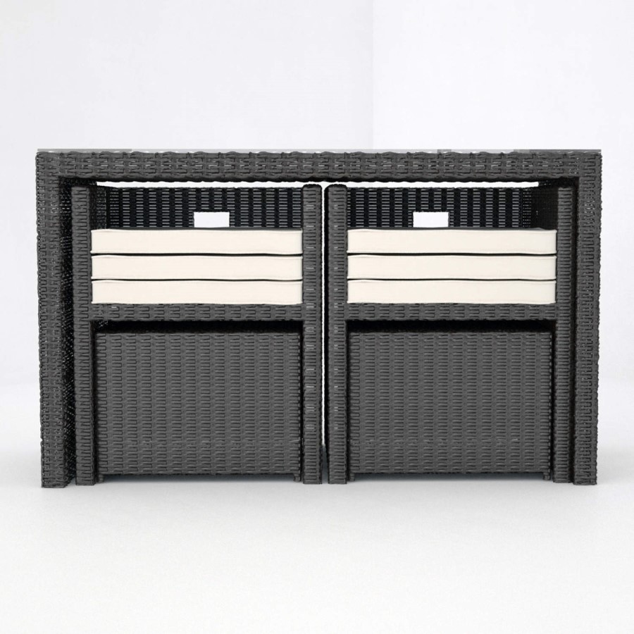 Astoria 5 Piece Garden Dining Set in Black Wicker Rattan
