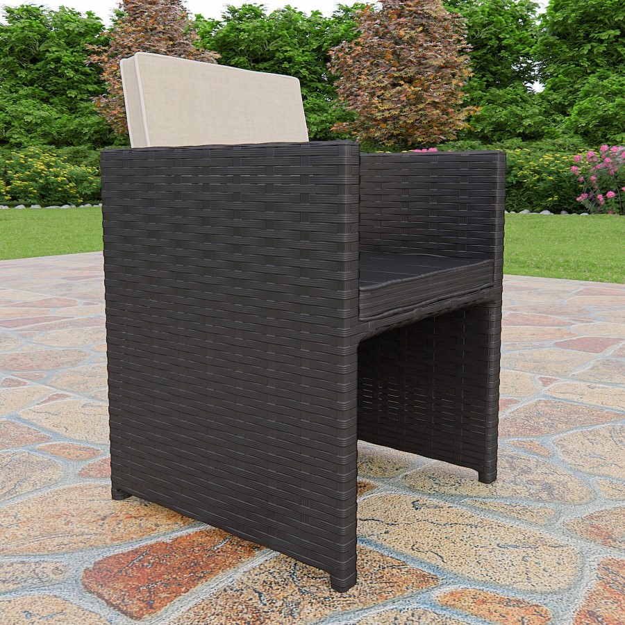 Astoria 5 Piece Garden Dining Set in Black Wicker Rattan