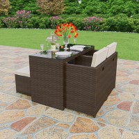 Astoria 5 Piece Garden Dining Set in Brown Wicker Rattan