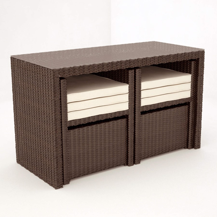 Astoria 5 Piece Garden Dining Set in Brown Wicker Rattan