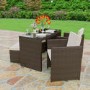 Astoria 5 Piece Garden Dining Set in Brown Wicker Rattan