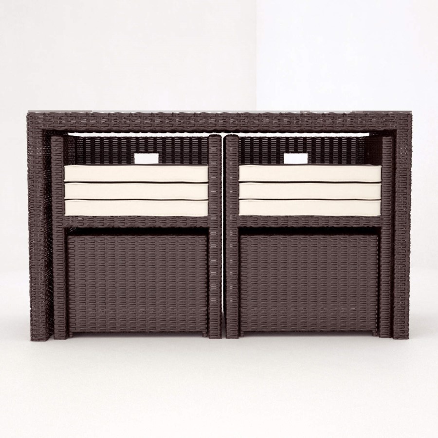 Astoria 5 Piece Garden Dining Set in Brown Wicker Rattan