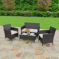 Astoria Outdoor 4 Piece Suite in Black Wicker Rattan
