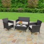 Astoria Outdoor 4 Piece Suite in Black Wicker Rattan