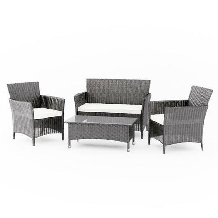 Astoria Outdoor 4 Piece Suite in Black Wicker Rattan