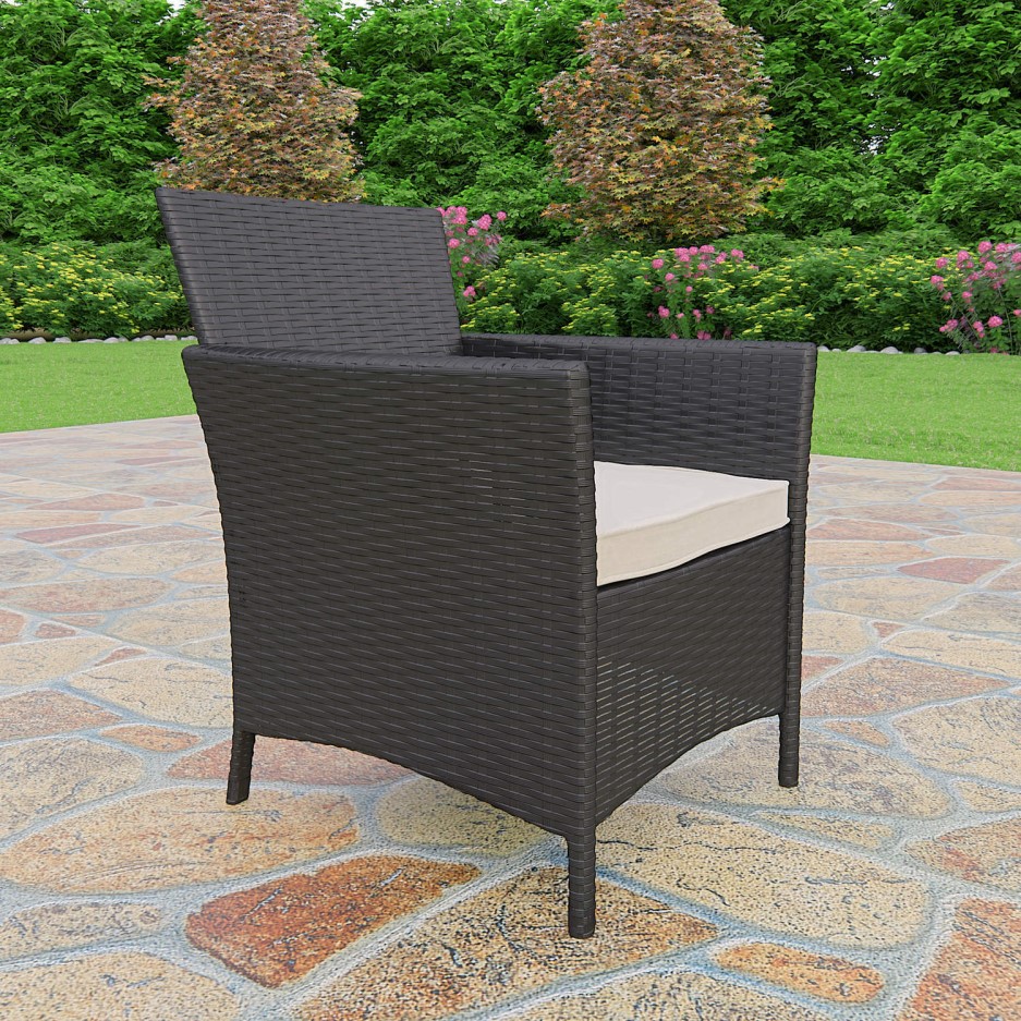 Astoria Outdoor 4 Piece Suite in Black Wicker Rattan Furniture123