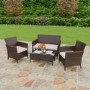 GRADE A1 - Astoria Outdoor 4 Piece Suite in Brown Wicker Rattan