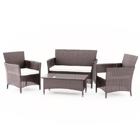 GRADE A1 - Astoria Outdoor 4 Piece Suite in Brown Wicker Rattan