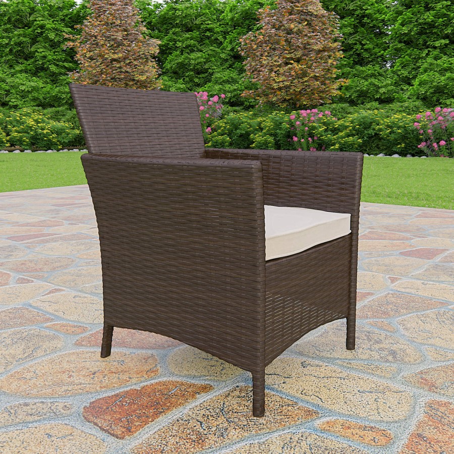 GRADE A1 - Astoria Outdoor 4 Piece Suite in Brown Wicker Rattan
