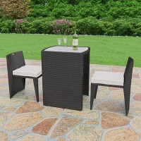 Astoria 3 Piece Garden Dining Set in Black Wicker Rattan
