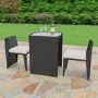 Astoria 3 Piece Garden Dining Set in Black Wicker Rattan