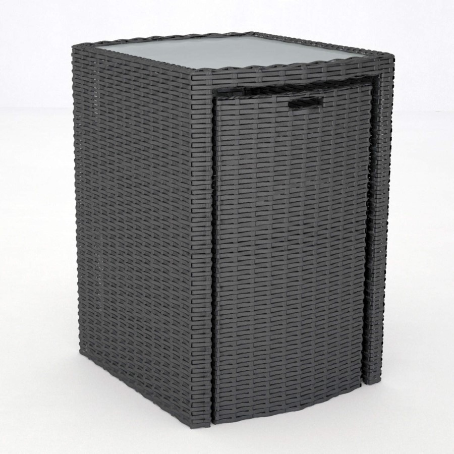 Astoria 3 Piece Garden Dining Set in Black Wicker Rattan