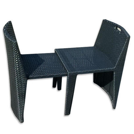 Astoria 3 Piece Garden Dining Set in Black Wicker Rattan