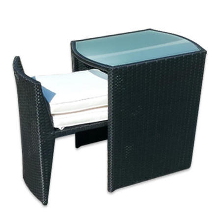 Astoria 3 Piece Garden Dining Set in Black Wicker Rattan
