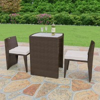 Astoria 3 Piece Garden Dining Set in Brown Wicker Rattan