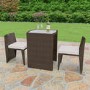 Astoria 3 Piece Garden Dining Set in Brown Wicker Rattan