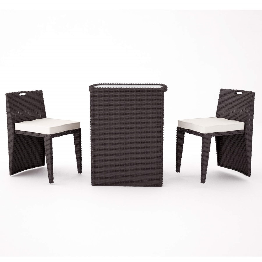 Astoria 3 Piece Garden Dining Set in Brown Wicker Rattan