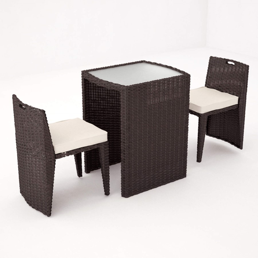 Astoria 3 Piece Garden Dining Set in Brown Wicker Rattan
