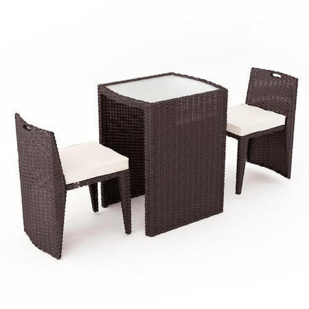 Astoria 3 Piece Garden Dining Set in Brown Wicker Rattan
