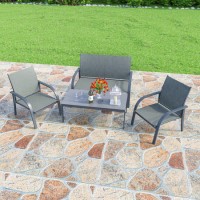 Astoria 4 Piece Outdoor Garden Furniture Suite in Charcoal Grey