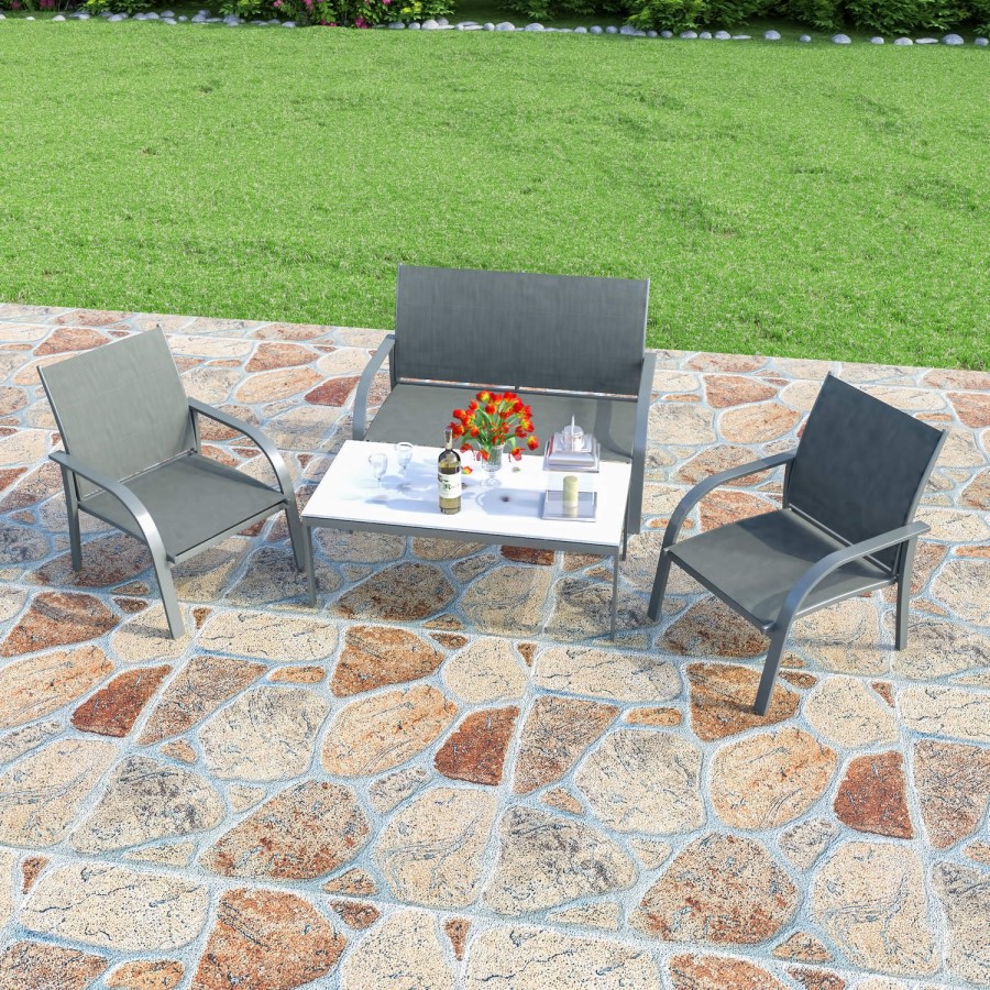 Astoria 4 Piece Outdoor Garden Furniture Suite in Light Grey