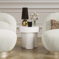 Round White Ribbed side table - Astrid Round White Ribbed side table - Astrid