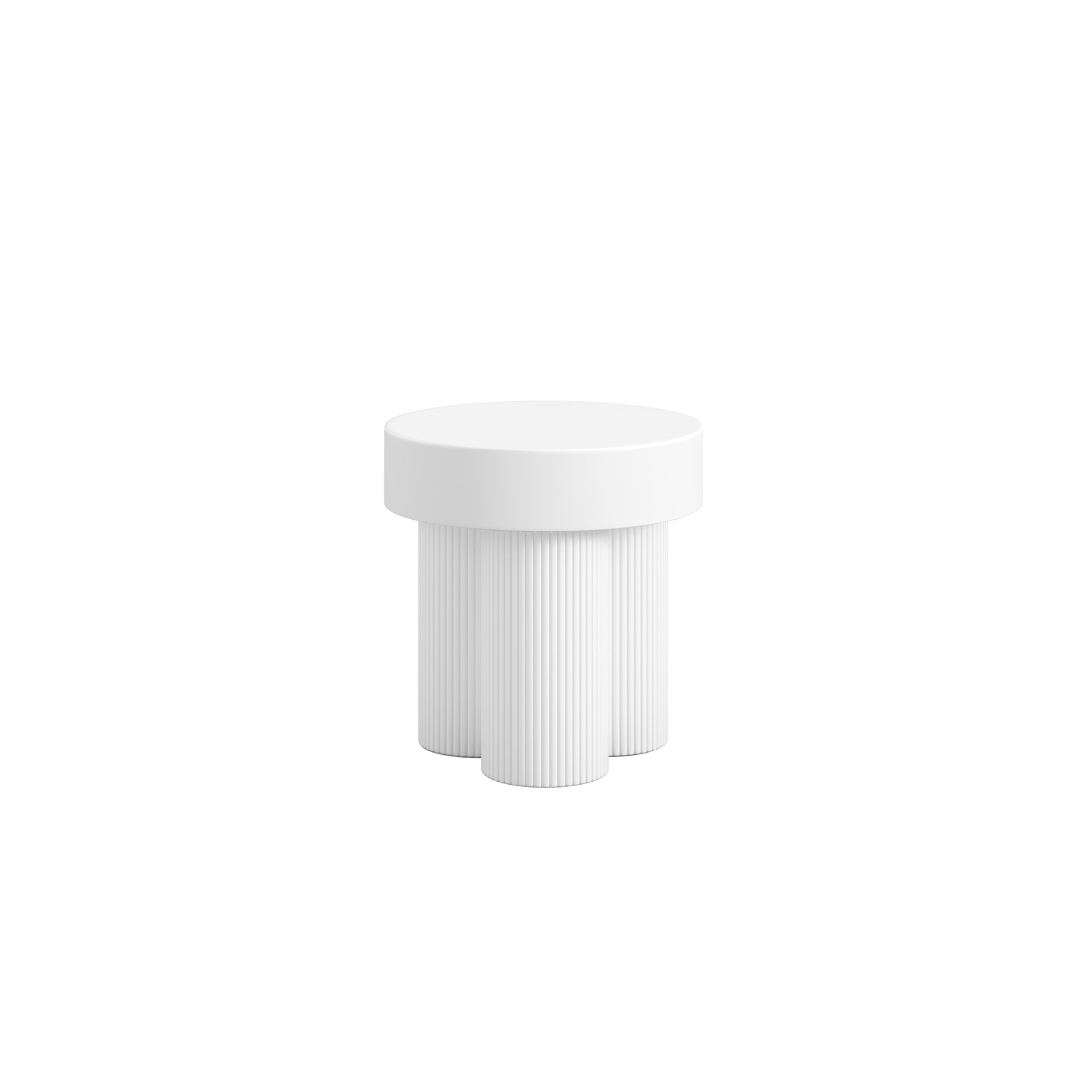 White Ribbed Rounded Bedside Table Perth Round White Ribbed side table - Astrid - Furniture123