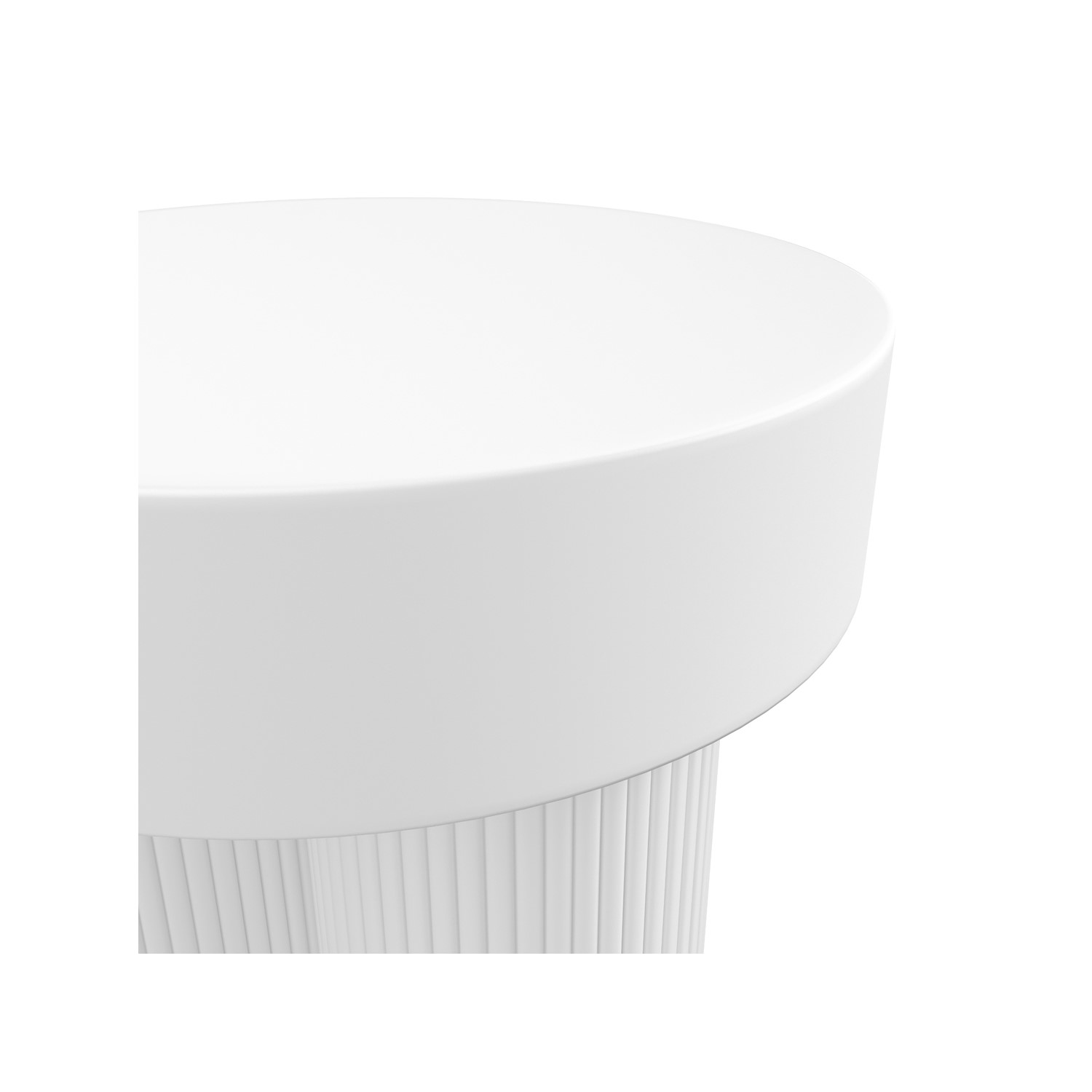 White Ribbed Rounded Bedside Table Perth Round White Ribbed side table - Astrid - Furniture123