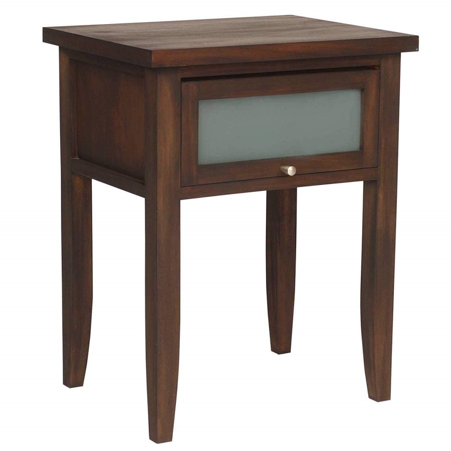 Pavilion Rattan Sienna Bedside Table in Earth Brown