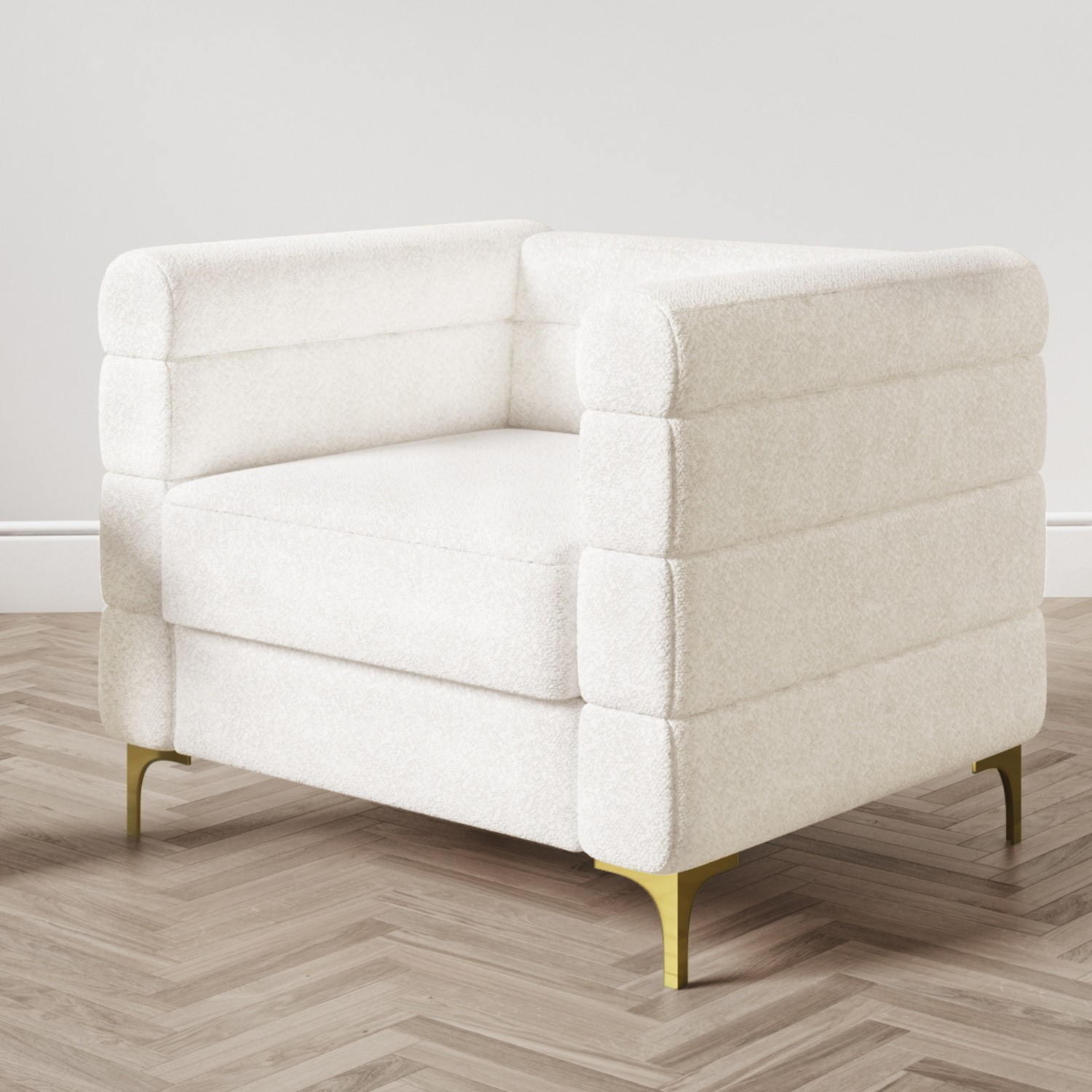 Photo of Cream boucle square armchair - astrid