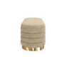 Oval Beige Velvet Ottoman Blanket Box with Gold Plinth - Astrid