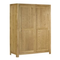 GRADE A2 - Atlantic Sliding Door Solid Light Oak Wardrobe - 1 Hanging Rail