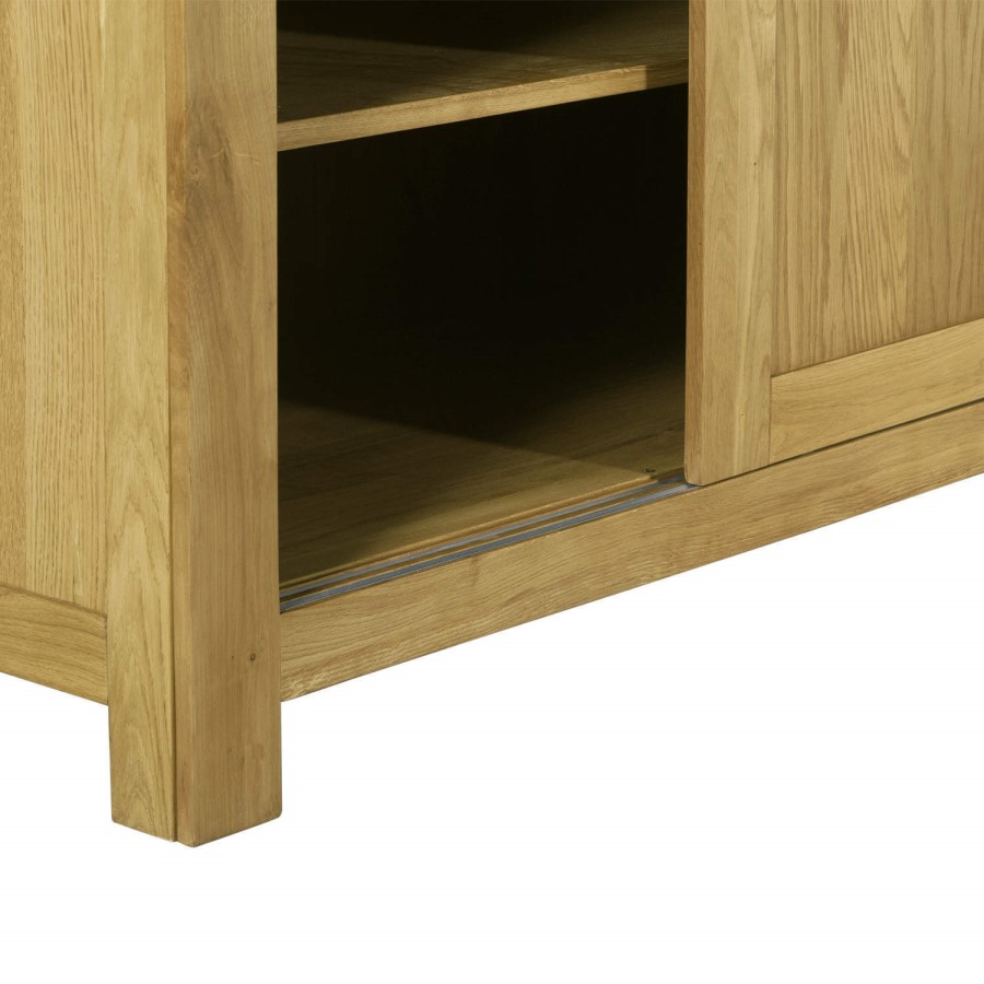 GRADE A2 - Atlantic Sliding Door Solid Light Oak Wardrobe - 1 Hanging Rail