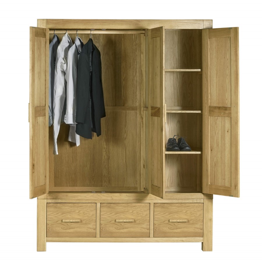Atlantic Solid Light Oak Wardrobe - 1 Hanging Rail & Shelving