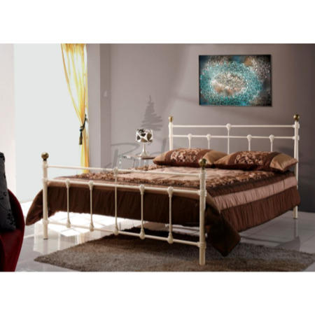 Birlea Furniture Atlas Metal Small Double Bed in Cream